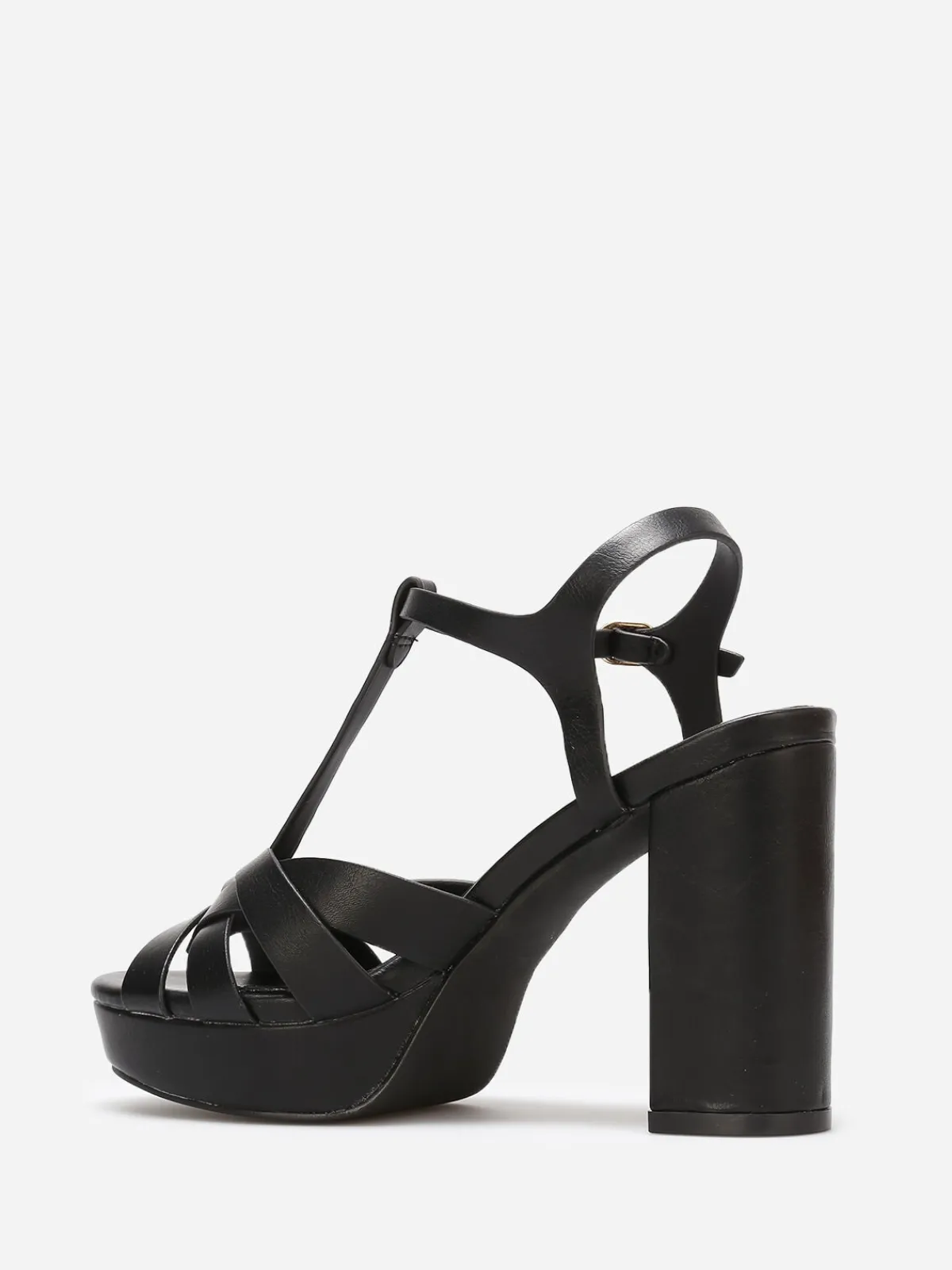 Clearance La Modeuse Sandales à talon et brides entremêlés Noir