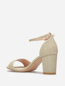 Online La Modeuse Sandales à talon pailletées Doré