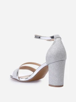 New La Modeuse Sandales à talon  scintillantes avec brides vernies Argenté