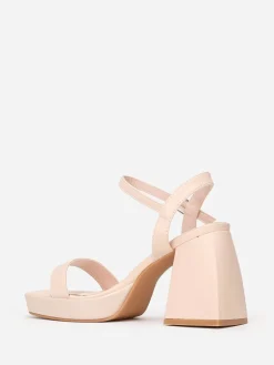 Discount La Modeuse Sandales à talon trapèze Beige