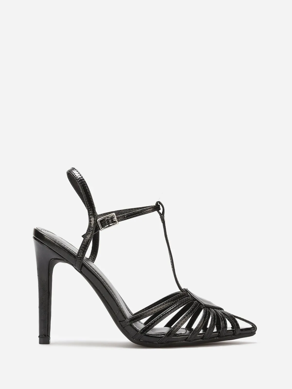 Sale La Modeuse Sandales ajourées à bout pointu et talon aiguille Noir