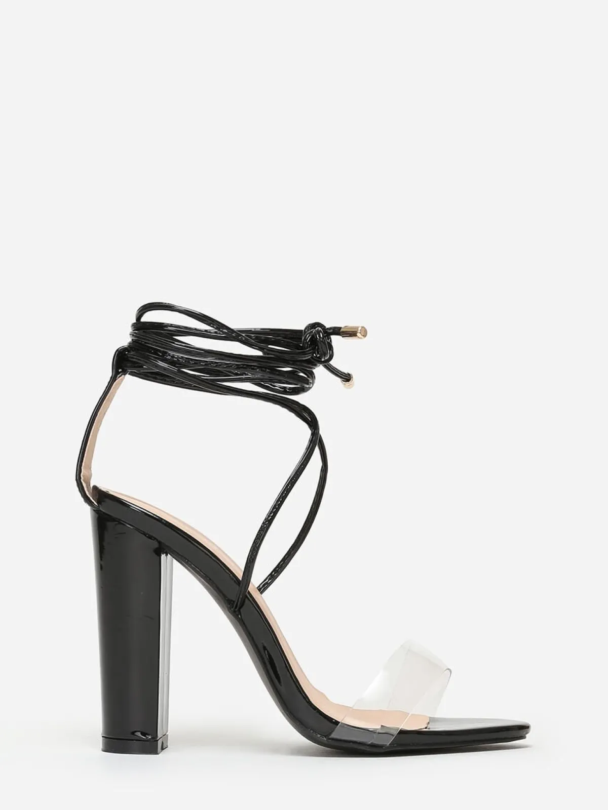 Online La Modeuse Sandales avec bride transparente et lanière Noir