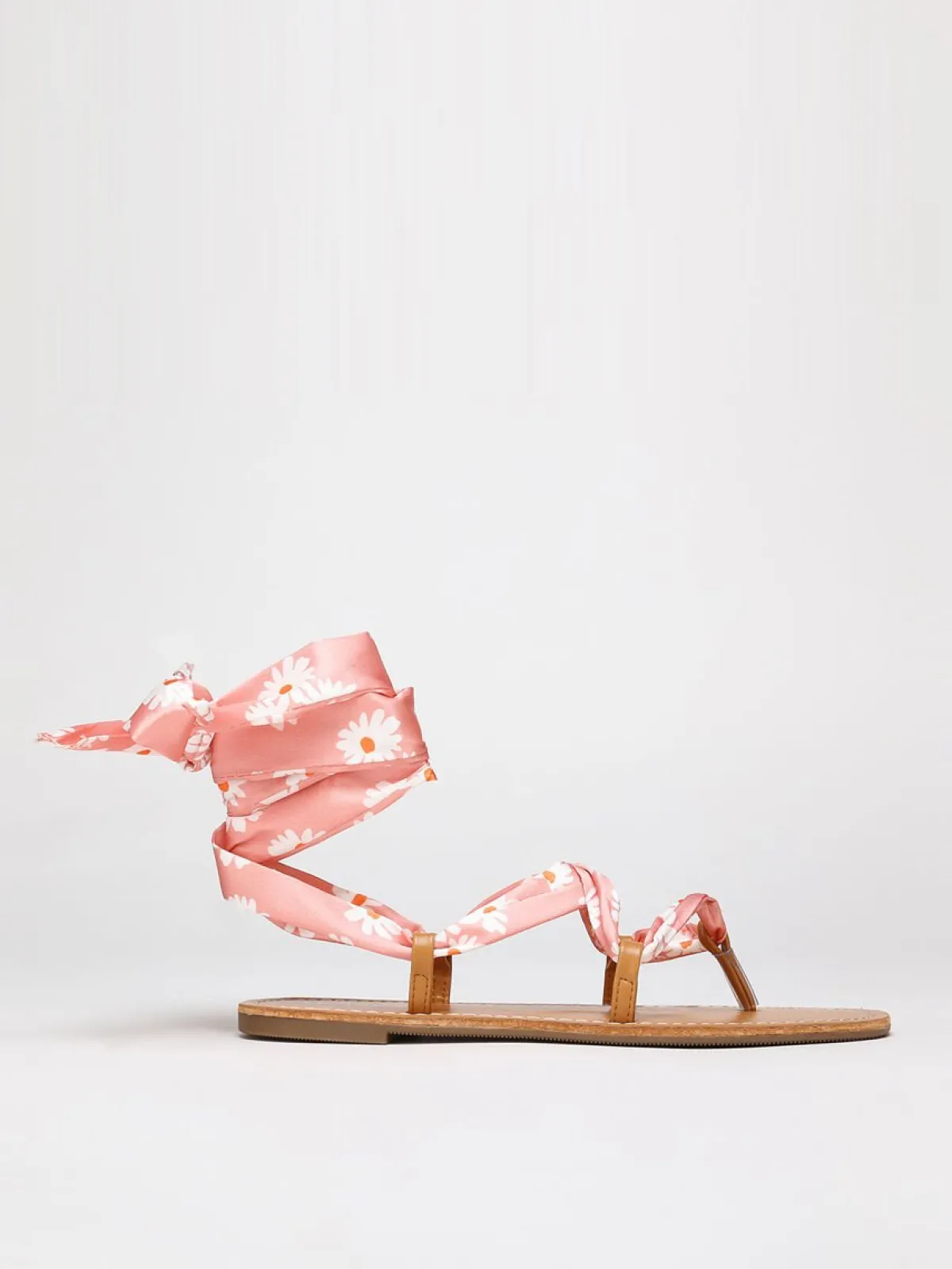 Best La Modeuse Sandales avec ruban fleuri à nouer Rose