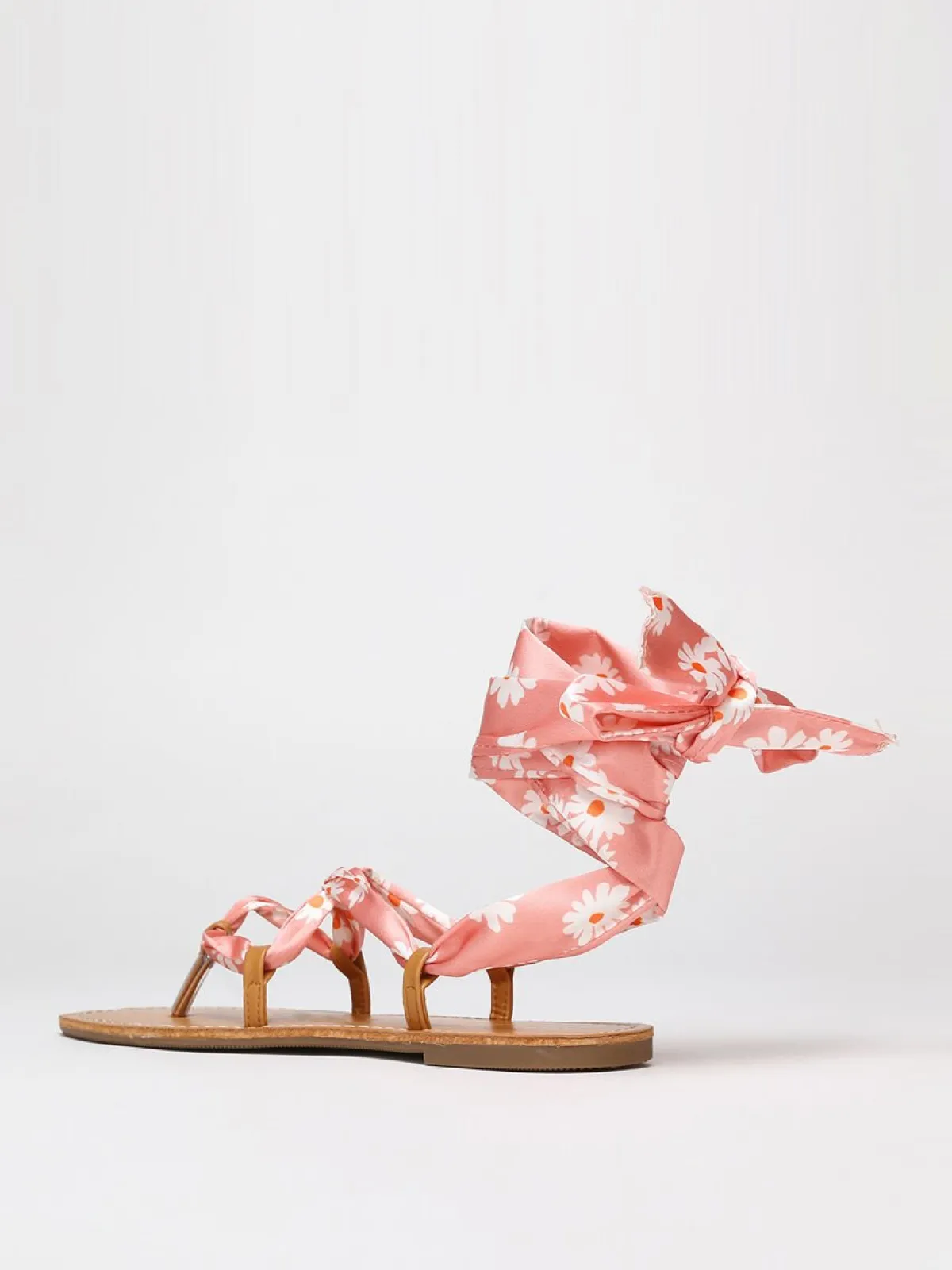 Best La Modeuse Sandales avec ruban fleuri à nouer Rose