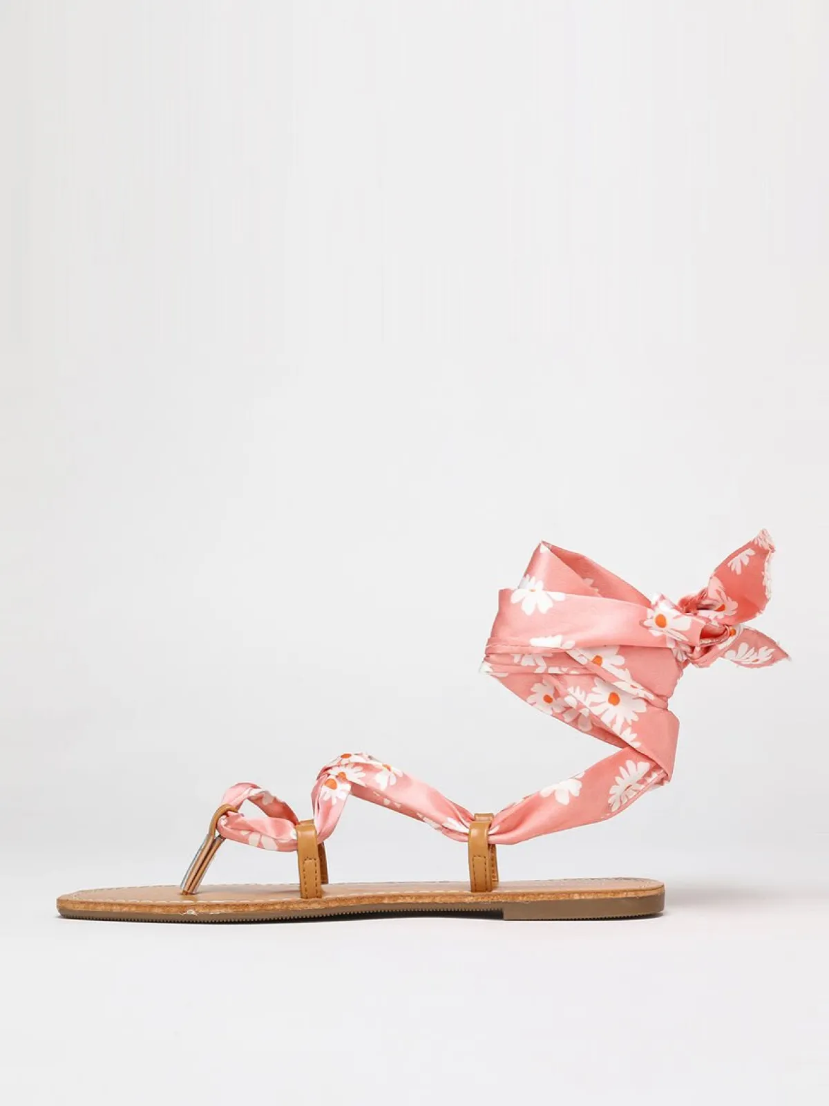 Best La Modeuse Sandales avec ruban fleuri à nouer Rose