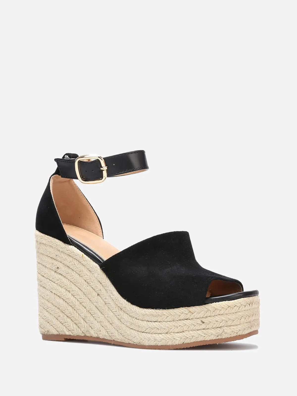Discount La Modeuse Sandales avec talon compensé en cordage Noir