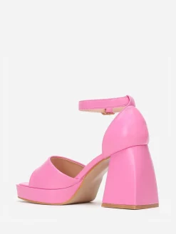Sale La Modeuse Sandales babies à talon trapèze Fuchsia