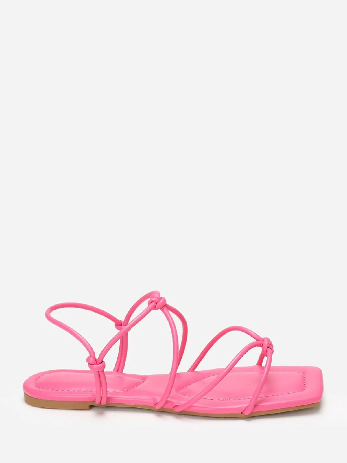Discount La Modeuse Sandales carrées à fines brides nouées Rose