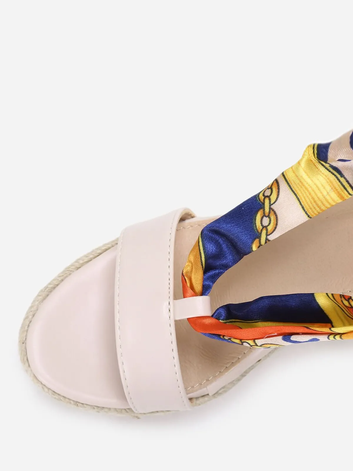 Best La Modeuse Sandales compensées à ruban imprimé Beige