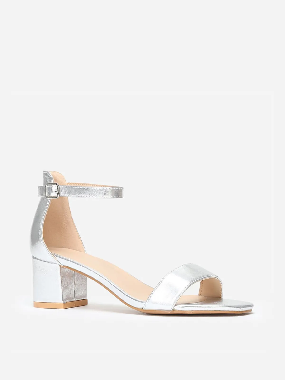 Discount La Modeuse Sandales en simili à petit talon Argenté