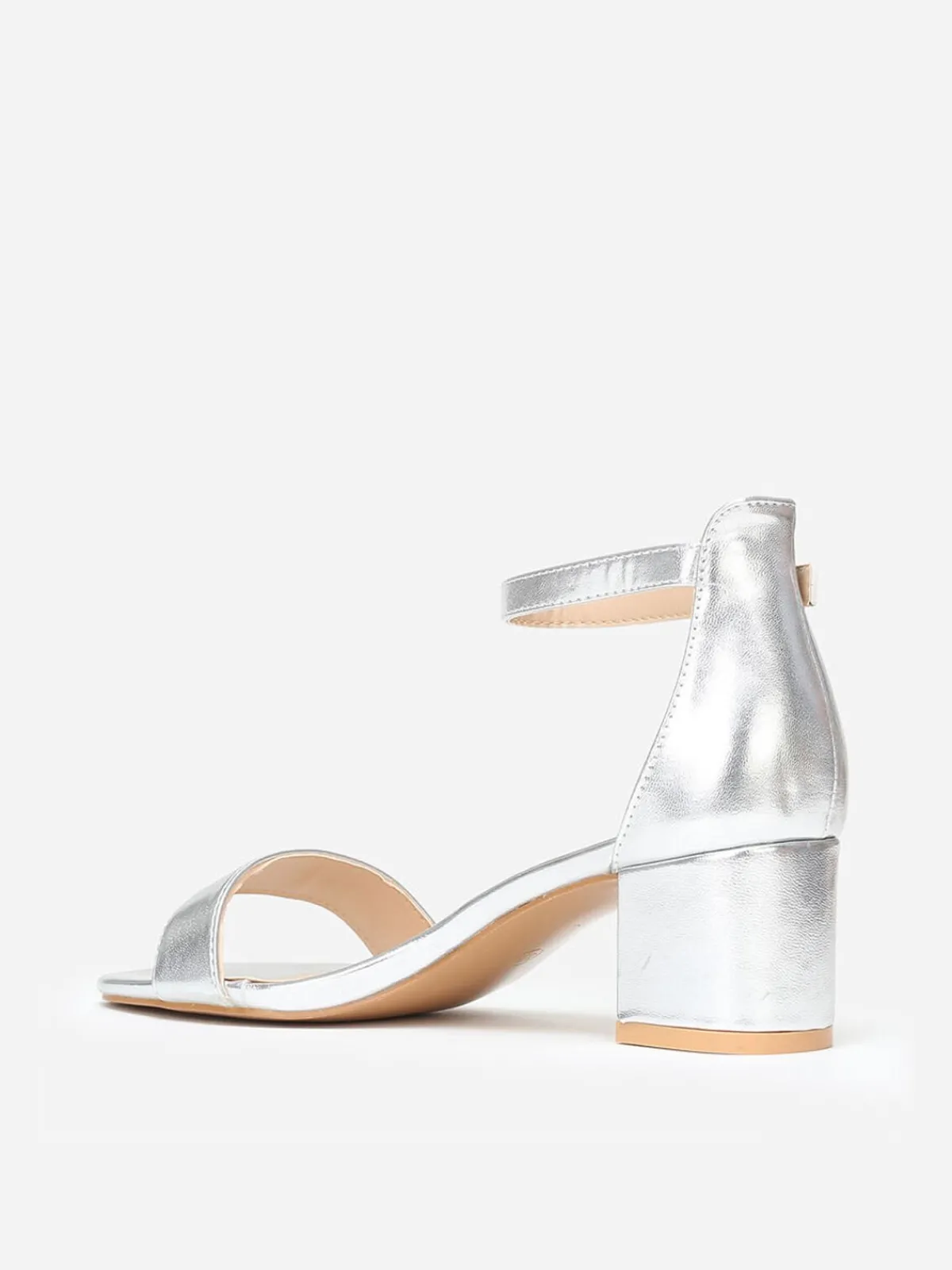 Discount La Modeuse Sandales en simili à petit talon Argenté