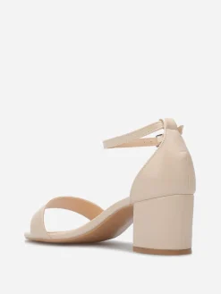 Hot La Modeuse Sandales en simili à petit talon carré Beige