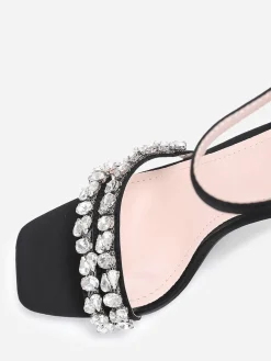 Discount La Modeuse Sandales en tissu à strass et talon fin Noir
