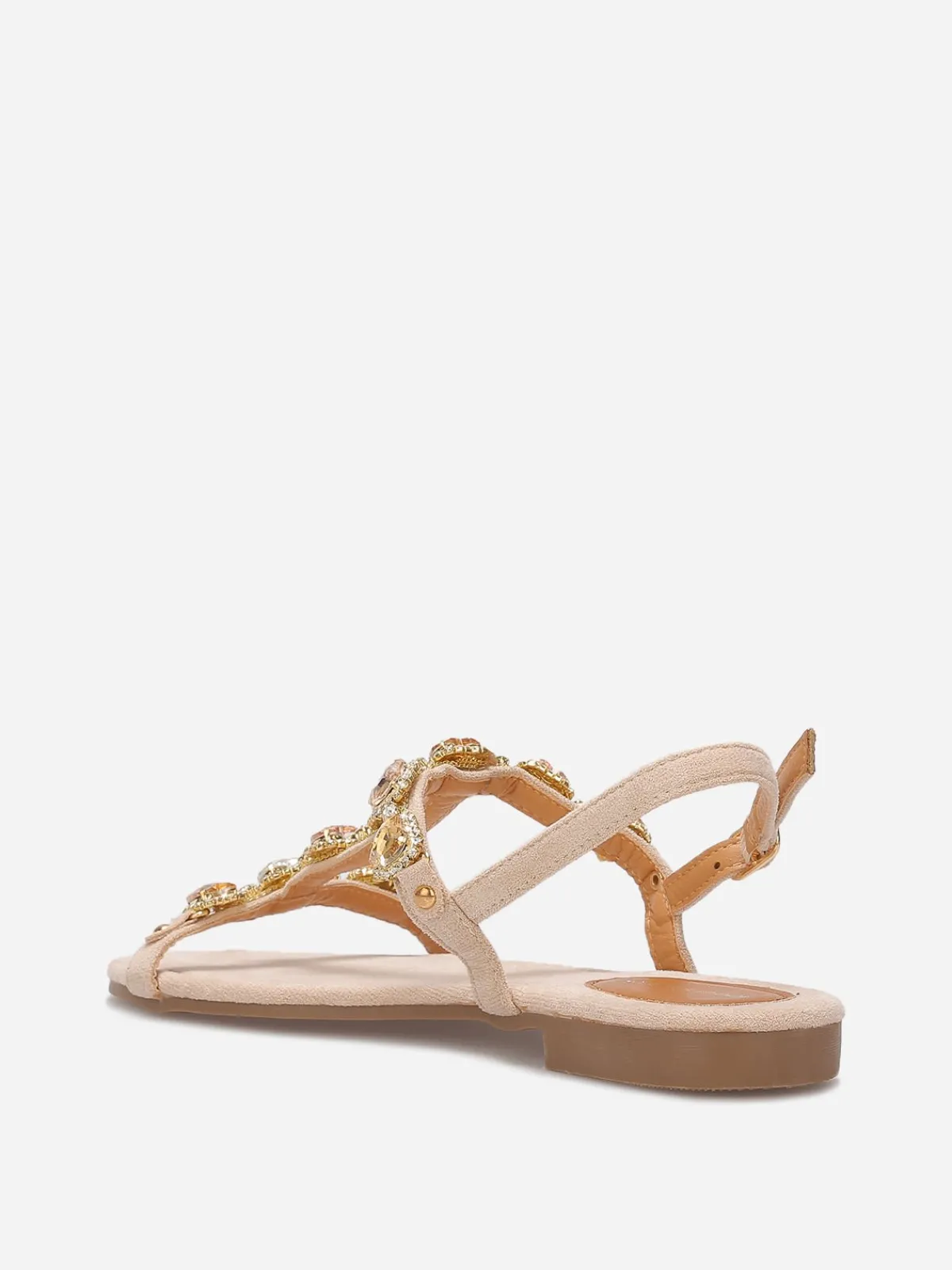 New La Modeuse Sandales incrustées de bijoux c艙urs Beige