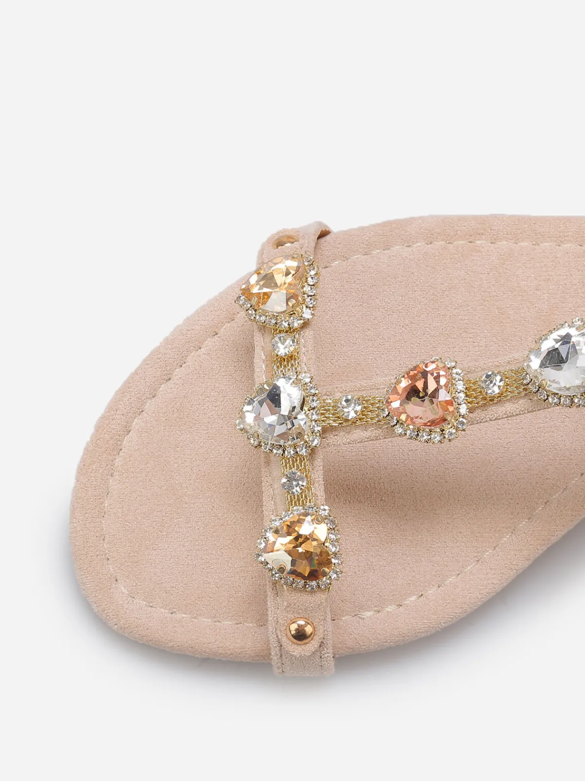 New La Modeuse Sandales incrustées de bijoux c艙urs Beige