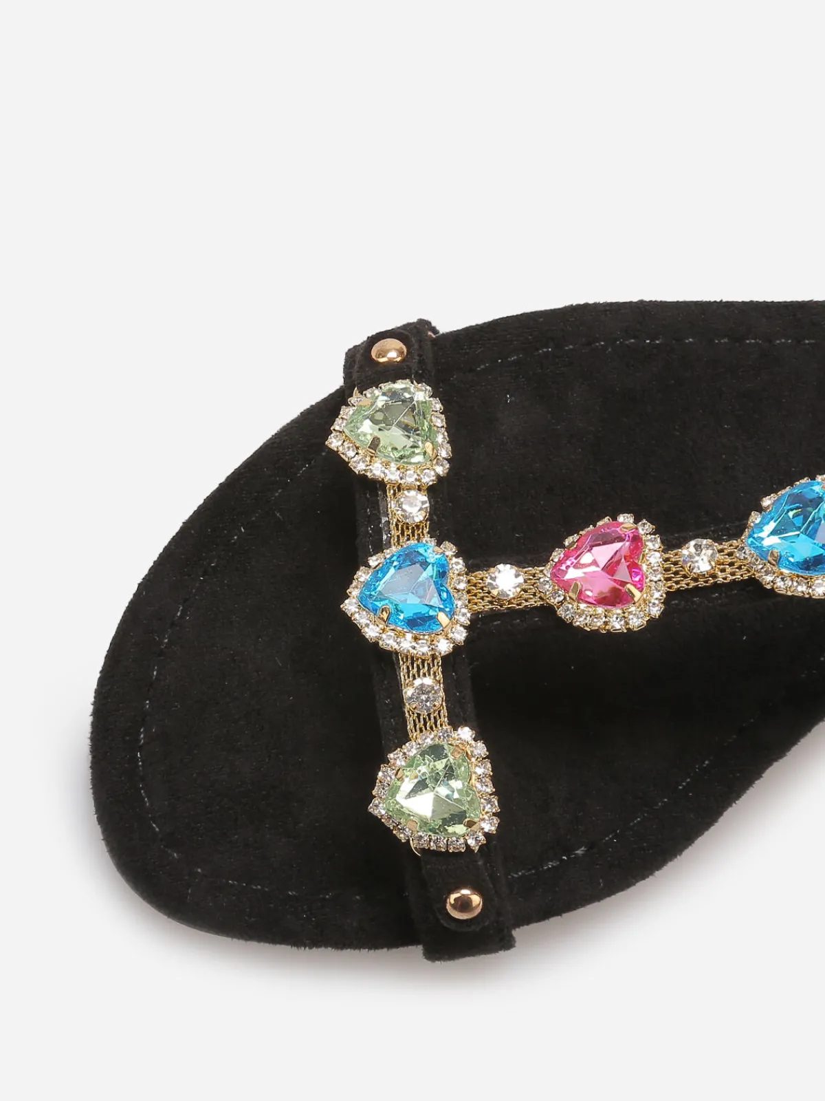 Clearance La Modeuse Sandales incrustées de bijoux c艙urs Noir