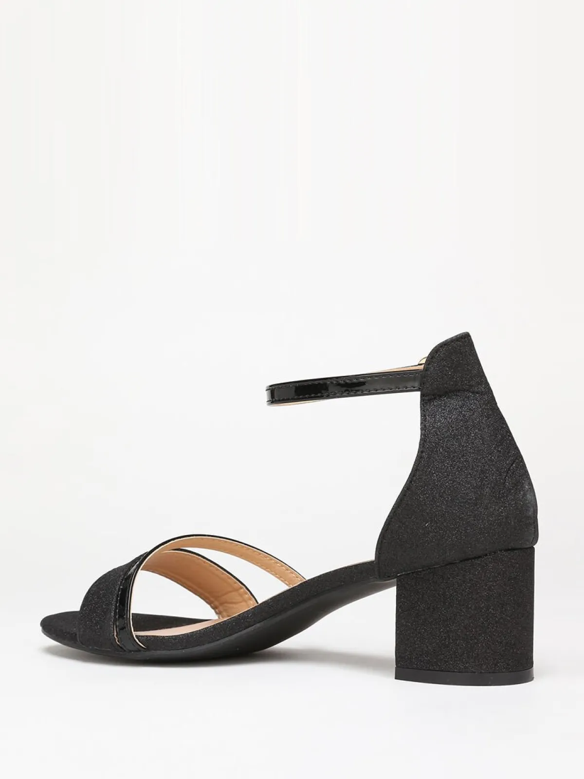 Sale La Modeuse Sandales pailletées et vernies grandes tailles Noir