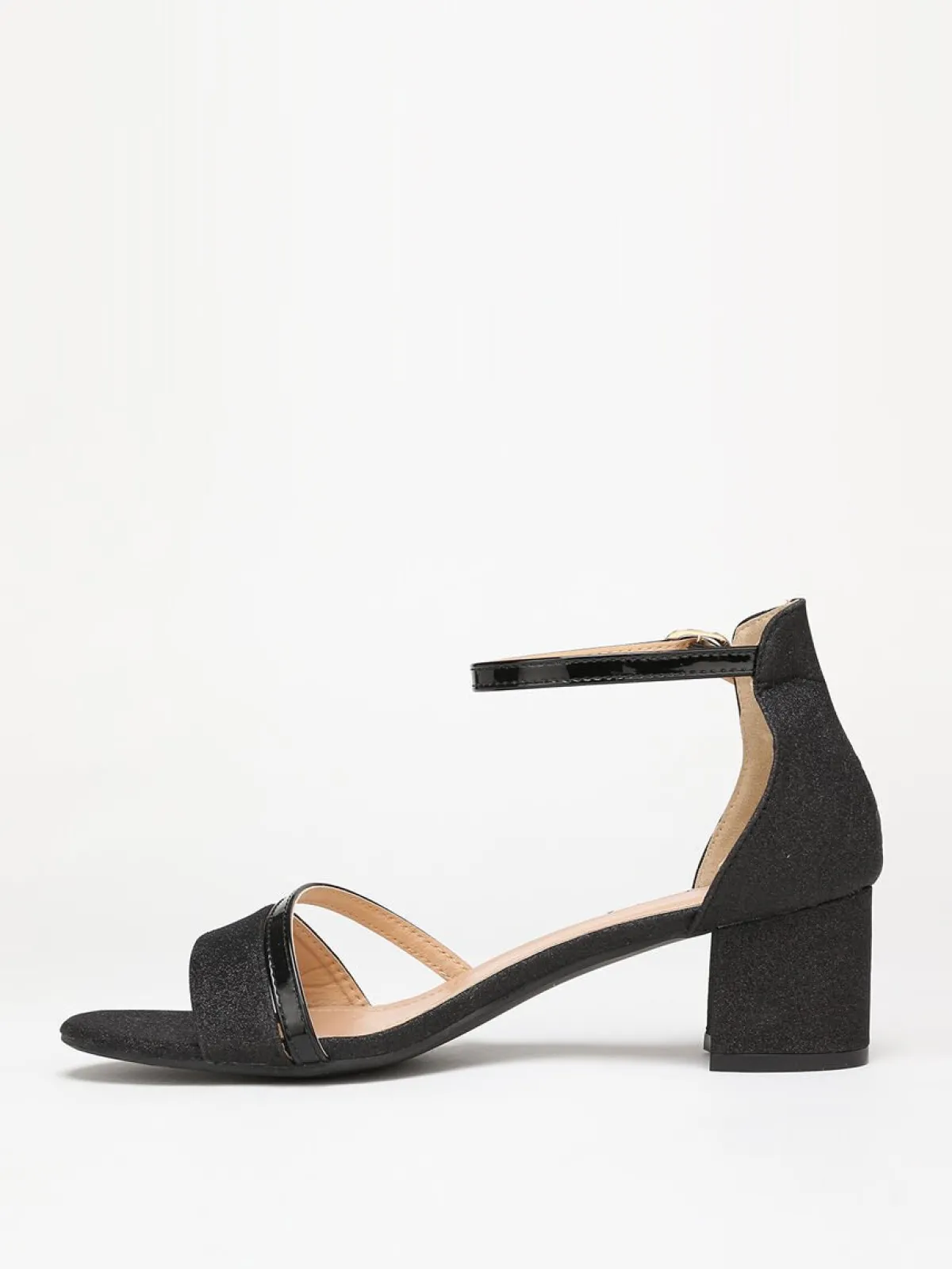 Sale La Modeuse Sandales pailletées et vernies grandes tailles Noir