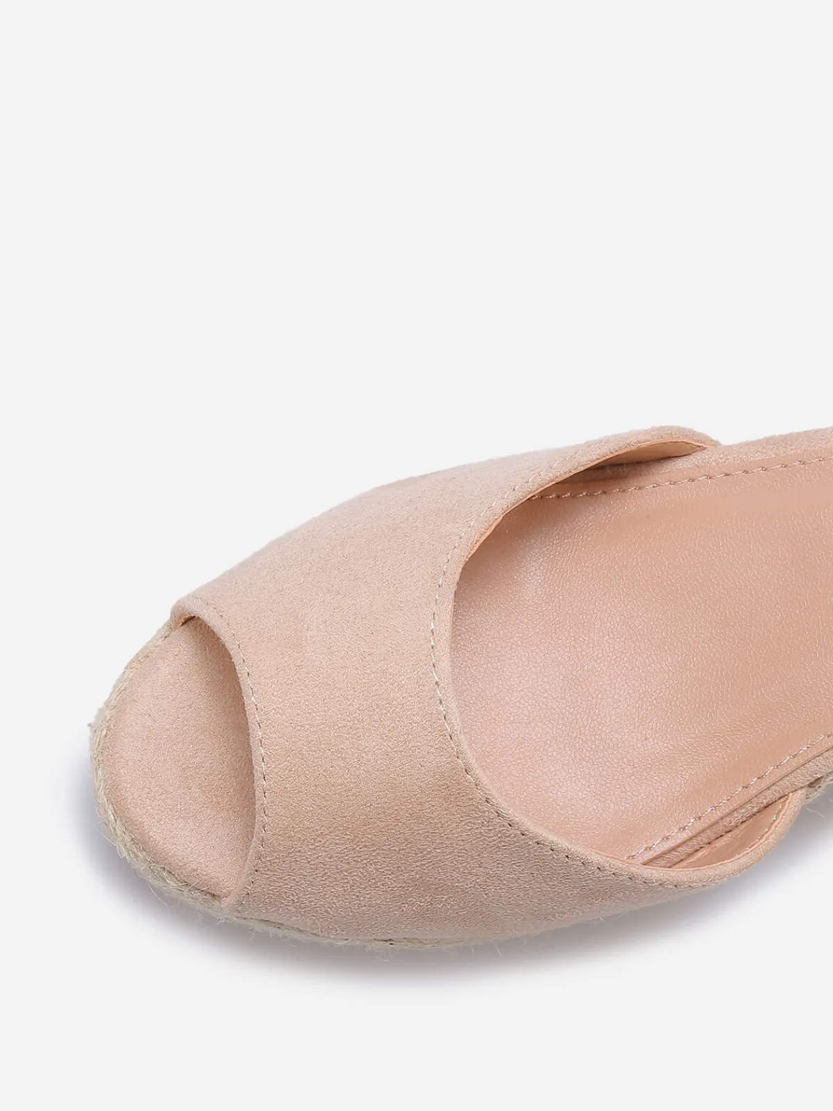 Outlet La Modeuse Sandales peep toes compensées à nouer Nude