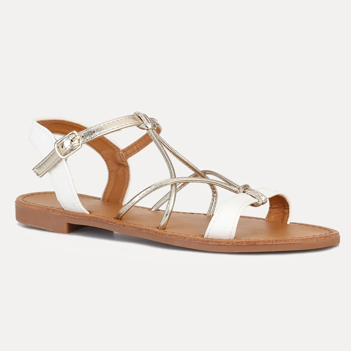 Sale La Modeuse Sandales plates à brides croisées Blanc