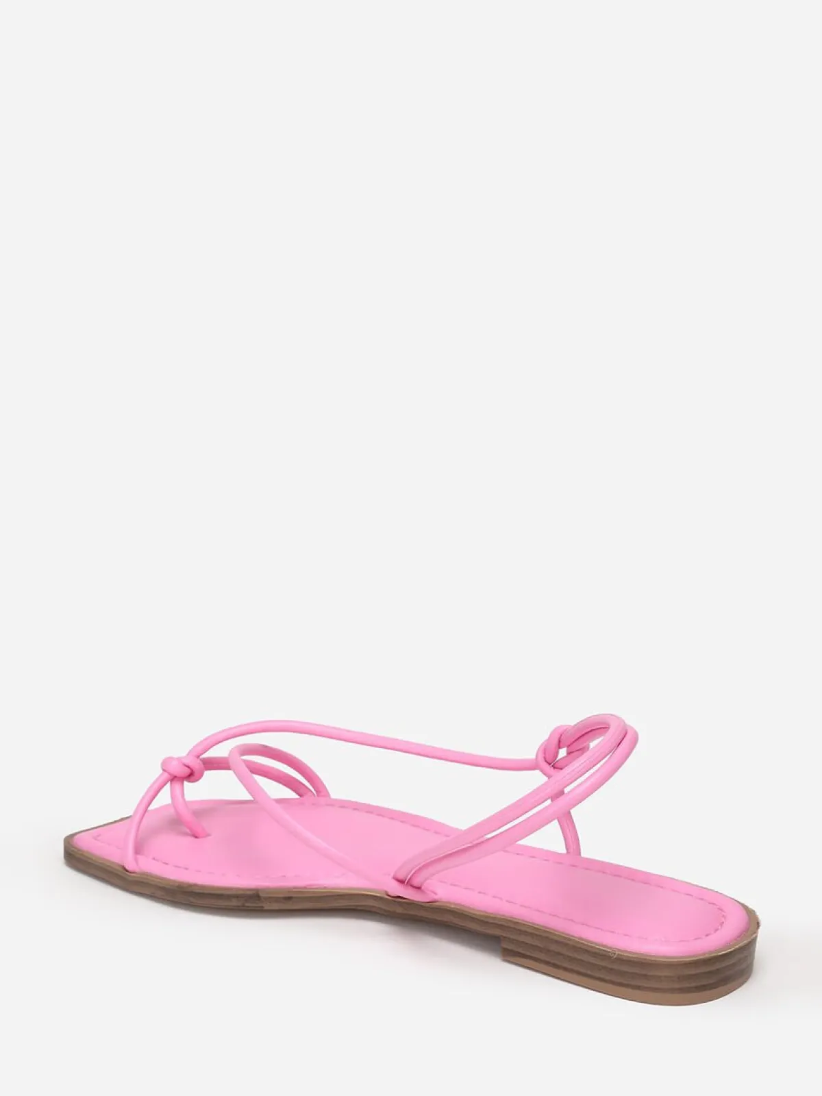 New La Modeuse Sandales plates à fines brides nouées Rose