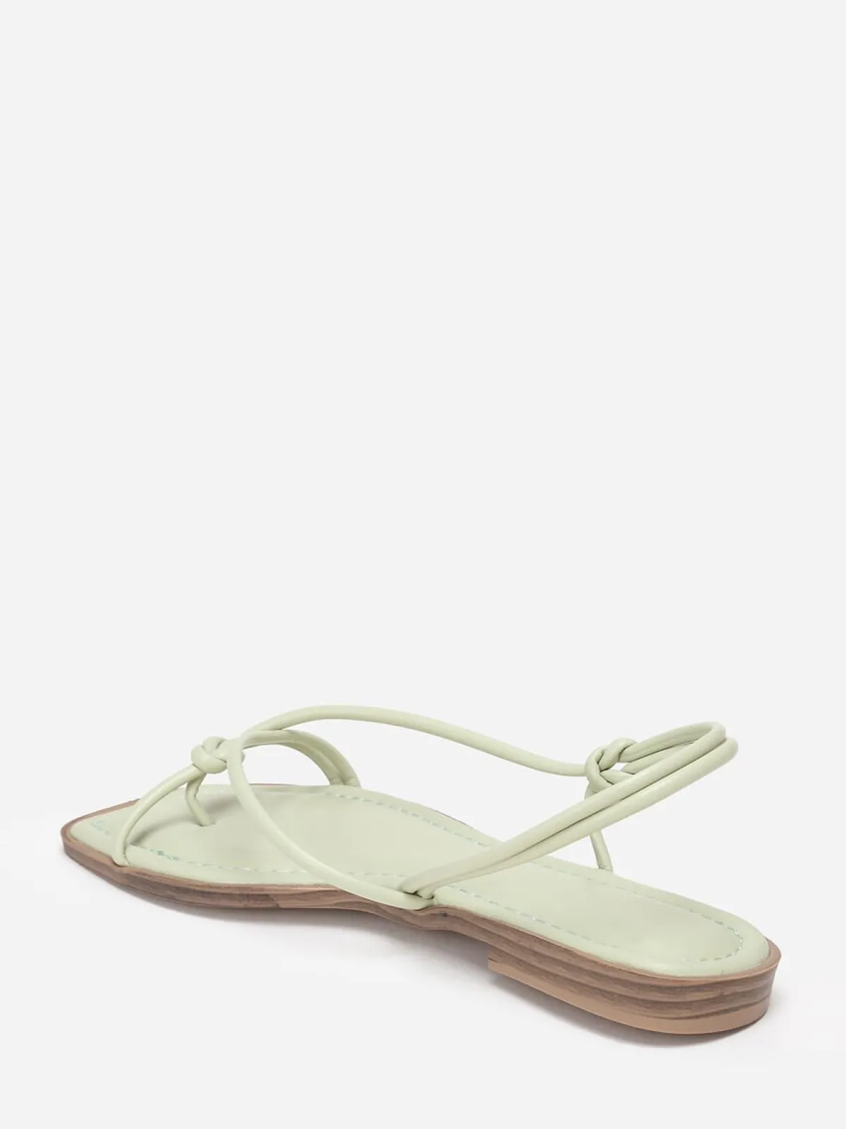 Discount La Modeuse Sandales plates à fines brides nouées Vert