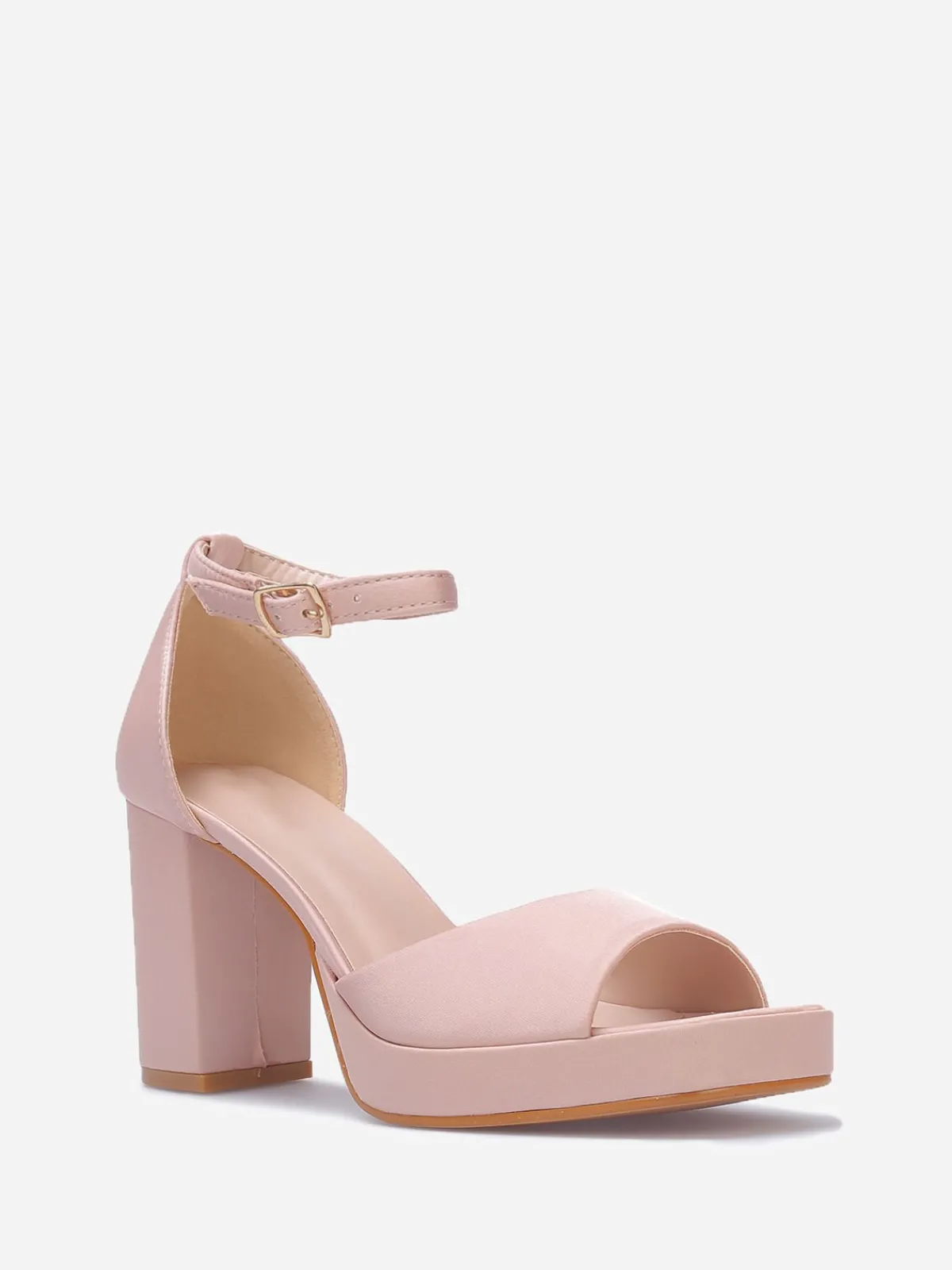 New La Modeuse Sandales satinées à bout carré Beige