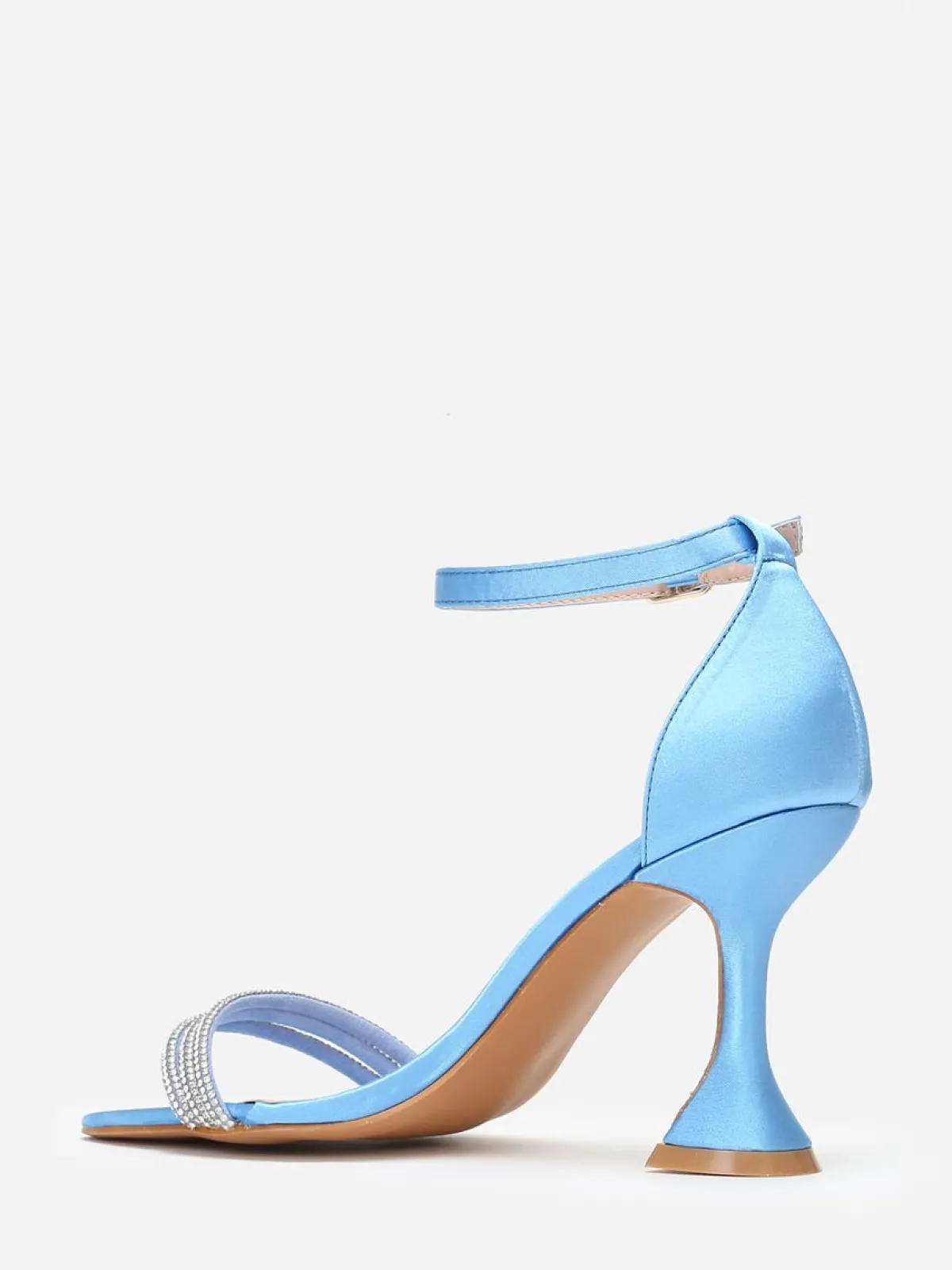 New La Modeuse Sandales satinées à strass et talon bobine Bleu
