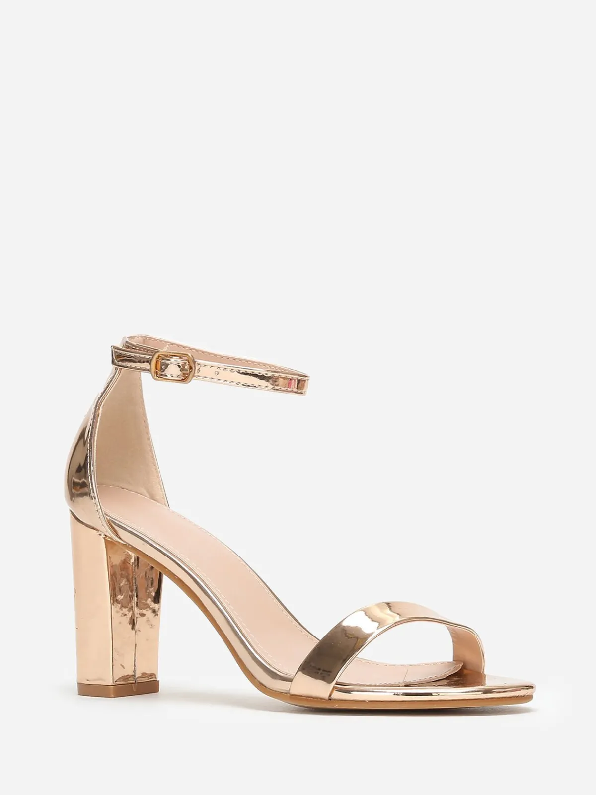 Outlet La Modeuse Sandales vernies doré rose à talon carré Doré rose Dorérose