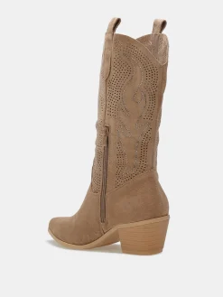 New La Modeuse Santiags ajourées à strass Camel