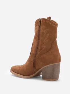 New La Modeuse Santiags basses à surpiqûres Camel