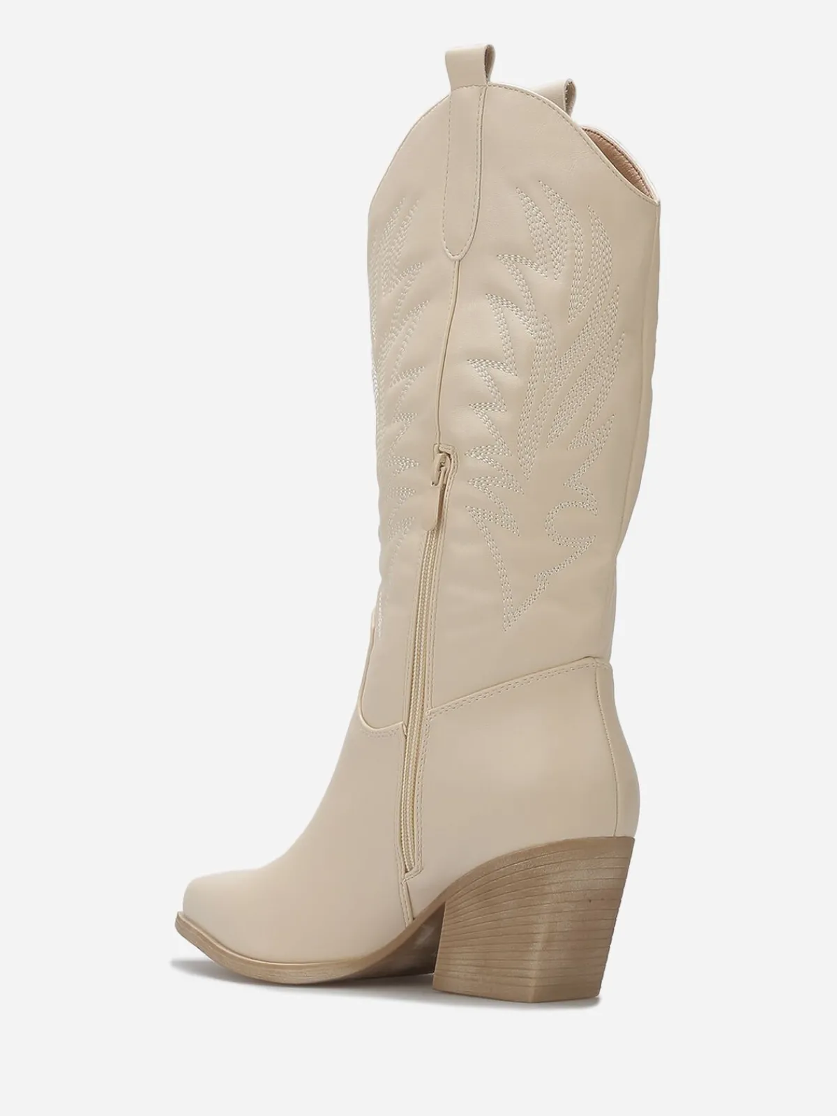 Hot La Modeuse Santiags en simili et motifs brodés Beige