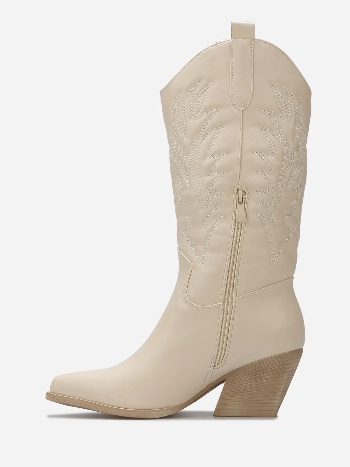 Hot La Modeuse Santiags en simili et motifs brodés Beige