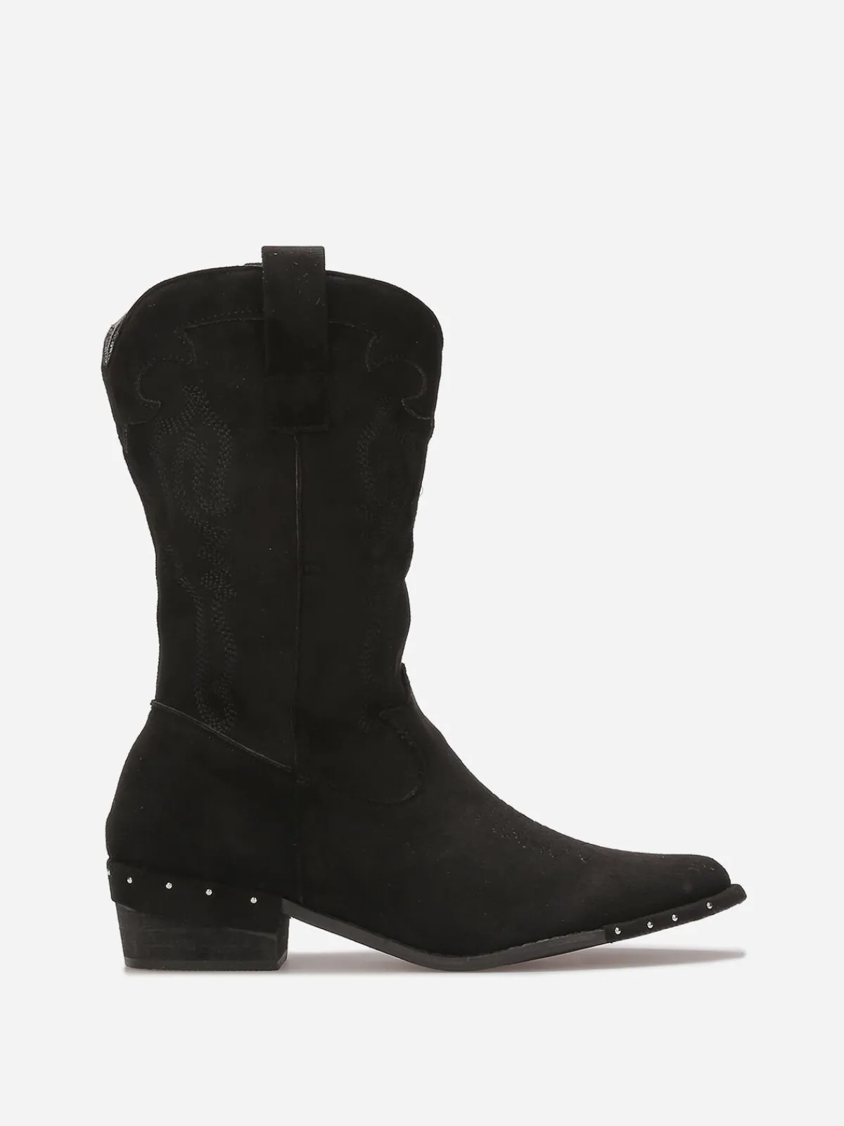 Discount La Modeuse Santiags en suédine à clous Noir