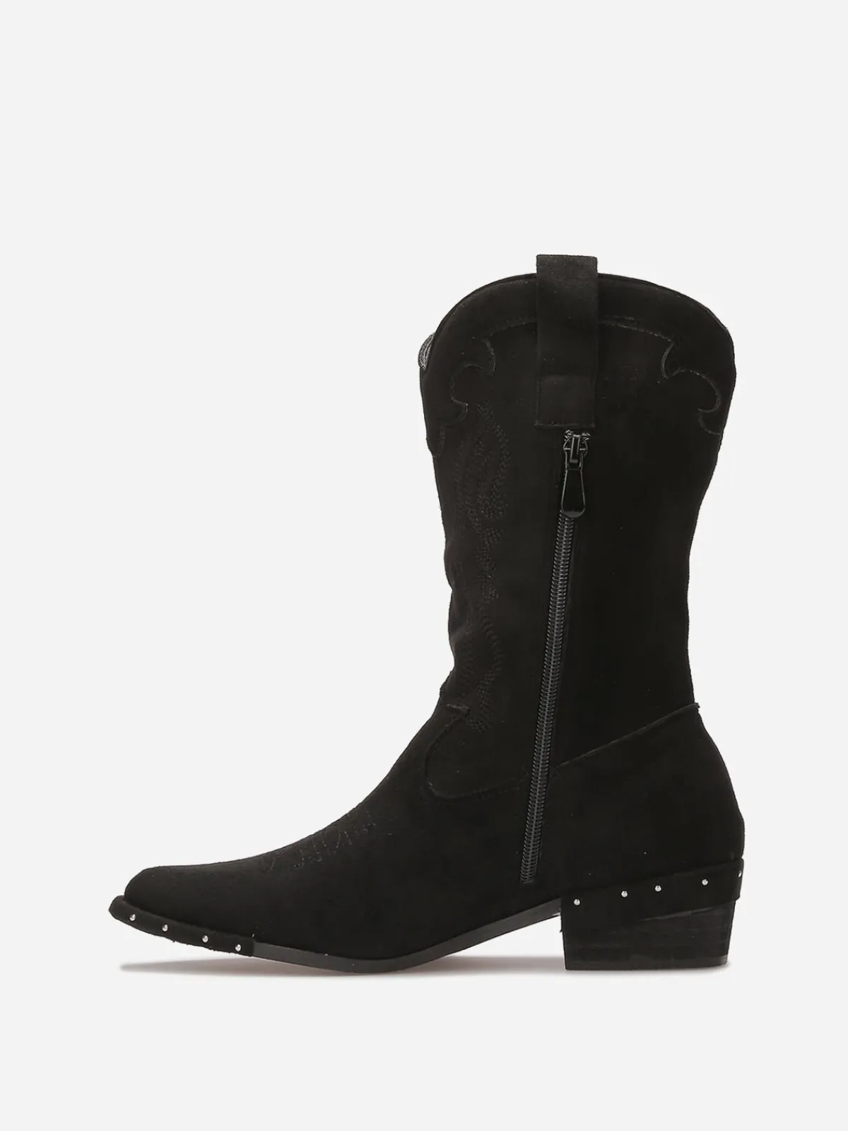 Discount La Modeuse Santiags en suédine à clous Noir