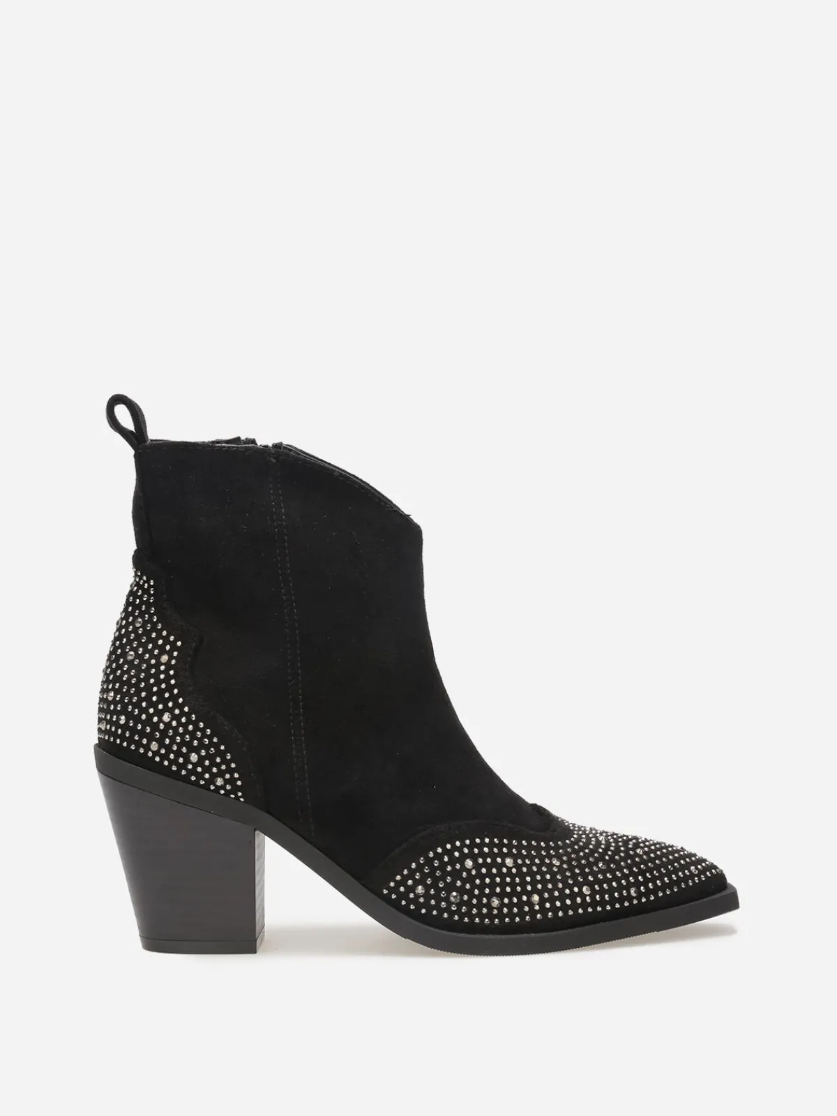 Discount La Modeuse Santiags en suédine à strass Noir