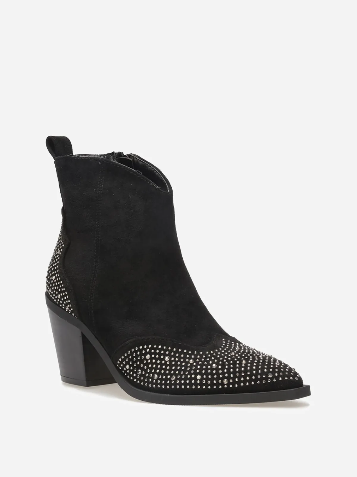 Discount La Modeuse Santiags en suédine à strass Noir