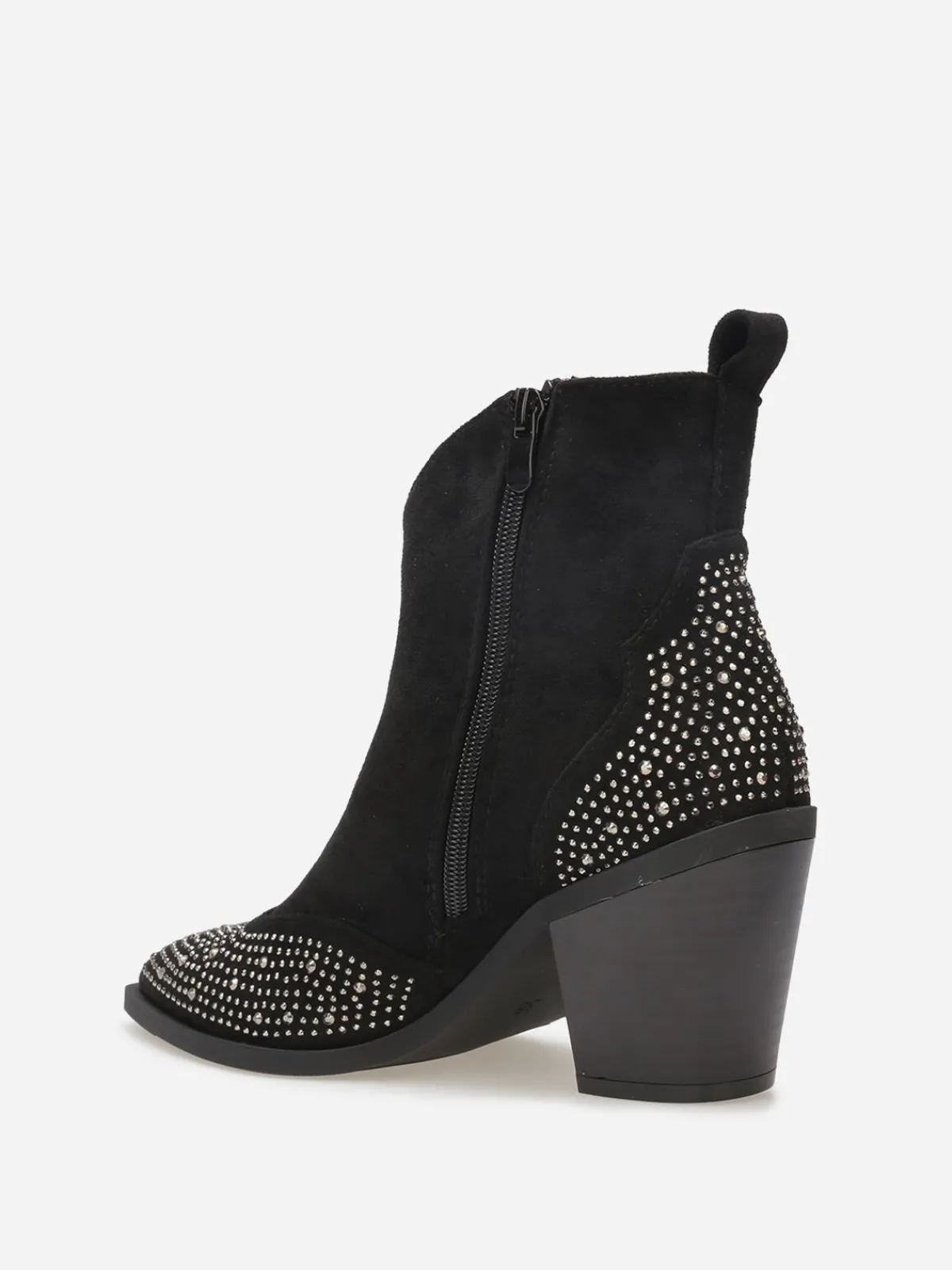 Discount La Modeuse Santiags en suédine à strass Noir