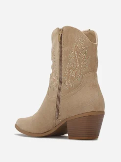 Online La Modeuse Santiags en suédine à surpiqûres Taupe