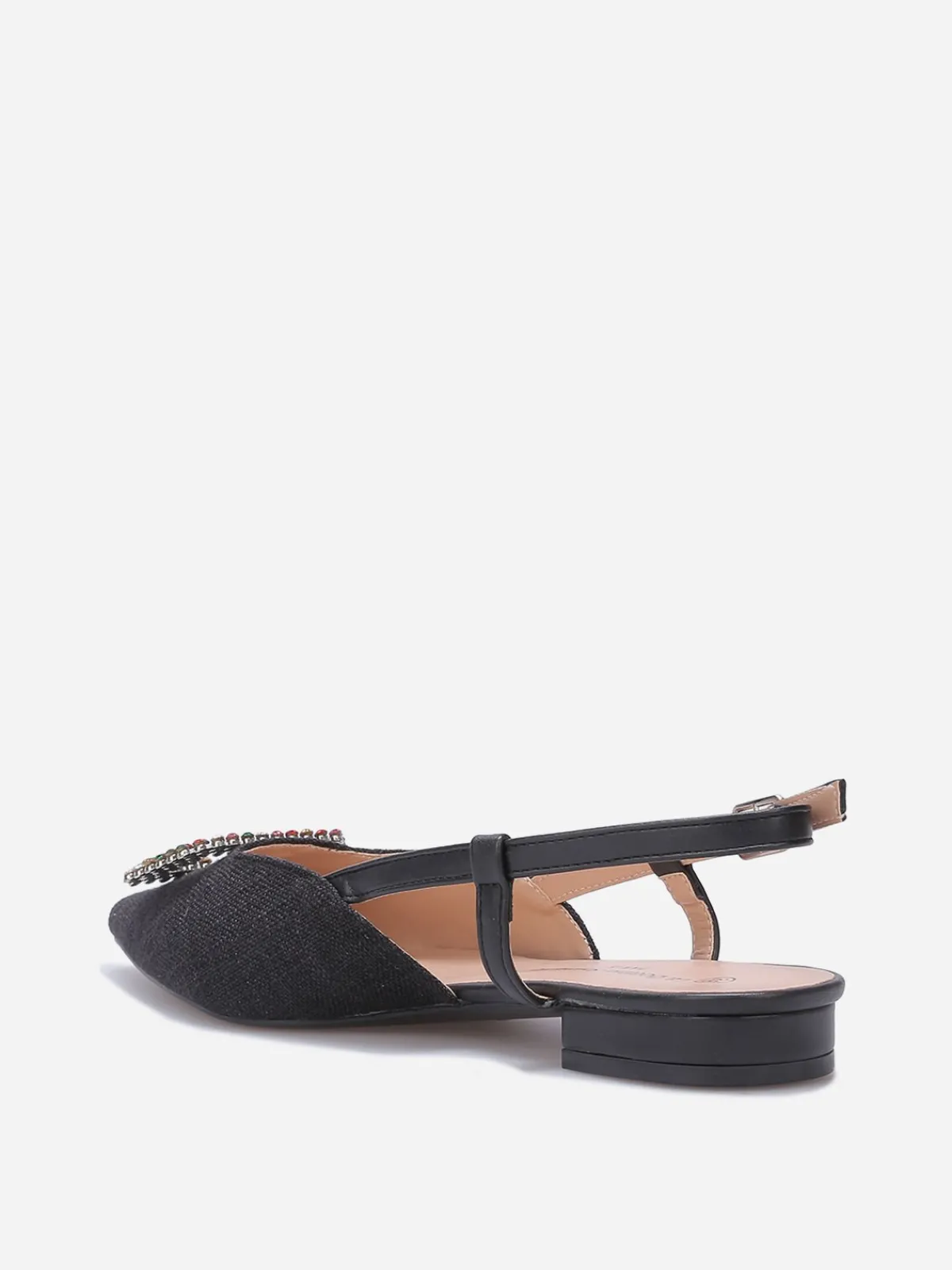 Hot La Modeuse Slingbacks en tweed avec broche à strass Noir