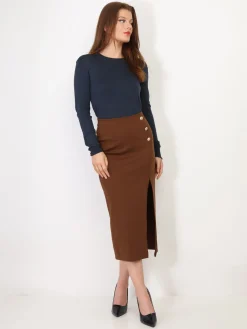 Outlet La Modeuse Sous-pull à col rond BleuMarine