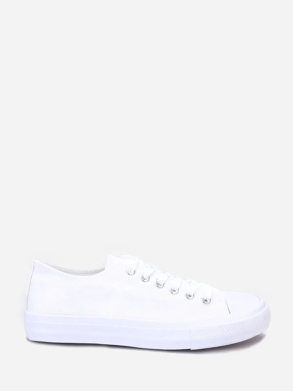 Outlet La Modeuse Tennis basses unies en toile Blanc