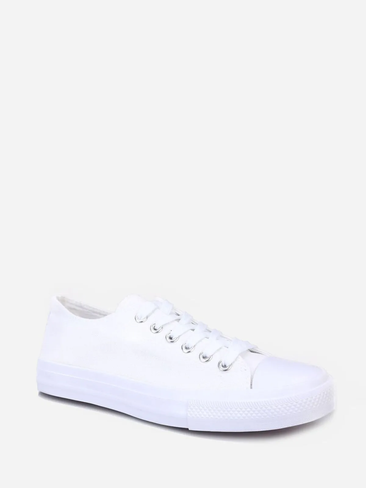 Outlet La Modeuse Tennis basses unies en toile Blanc