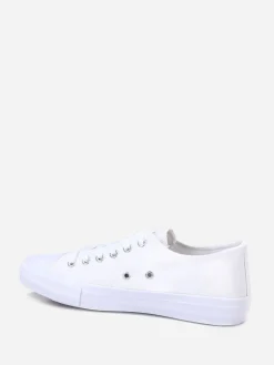 Outlet La Modeuse Tennis basses unies en toile Blanc
