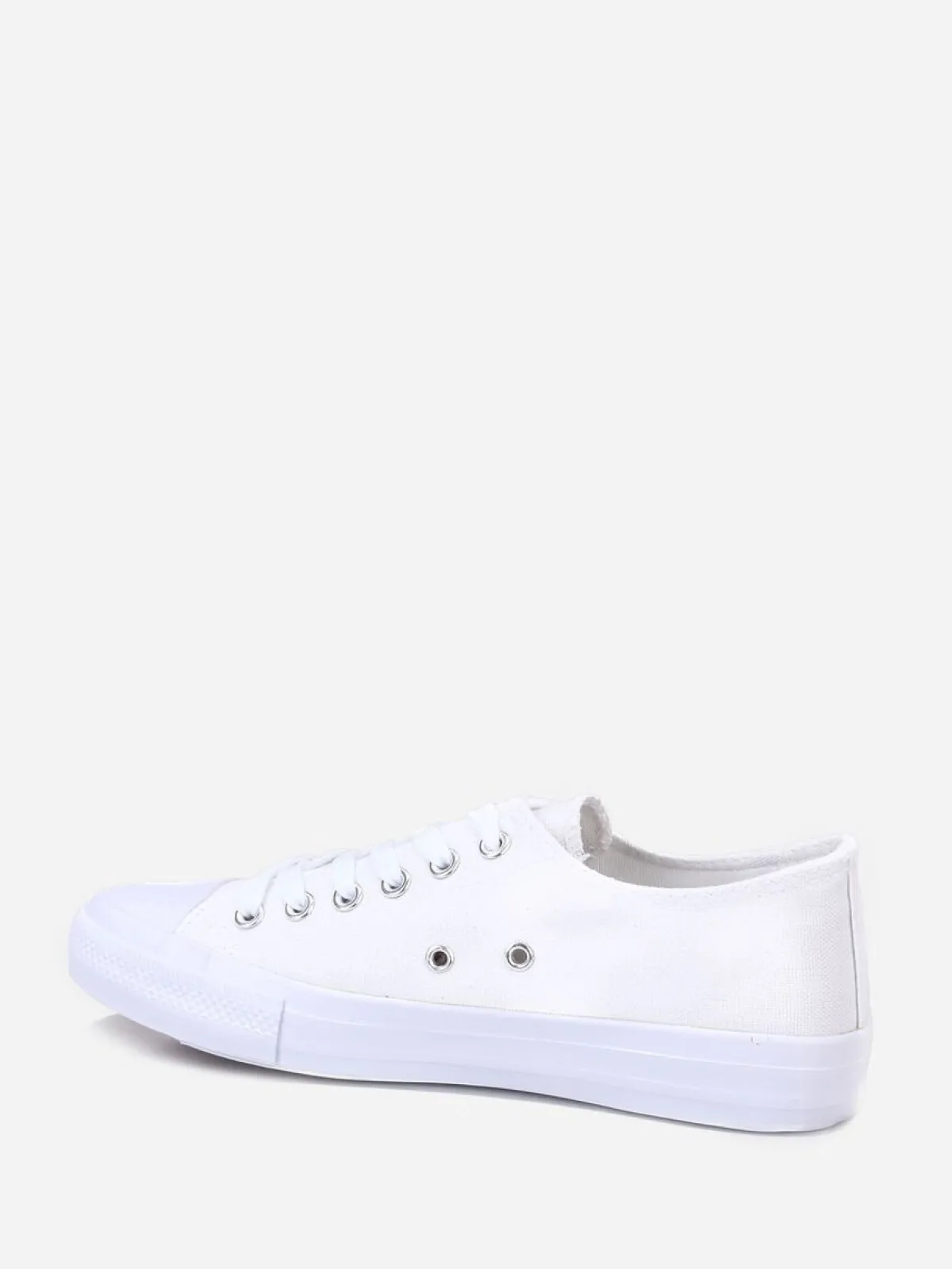 Outlet La Modeuse Tennis basses unies en toile Blanc