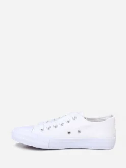 Outlet La Modeuse Tennis basses unies en toile Blanc