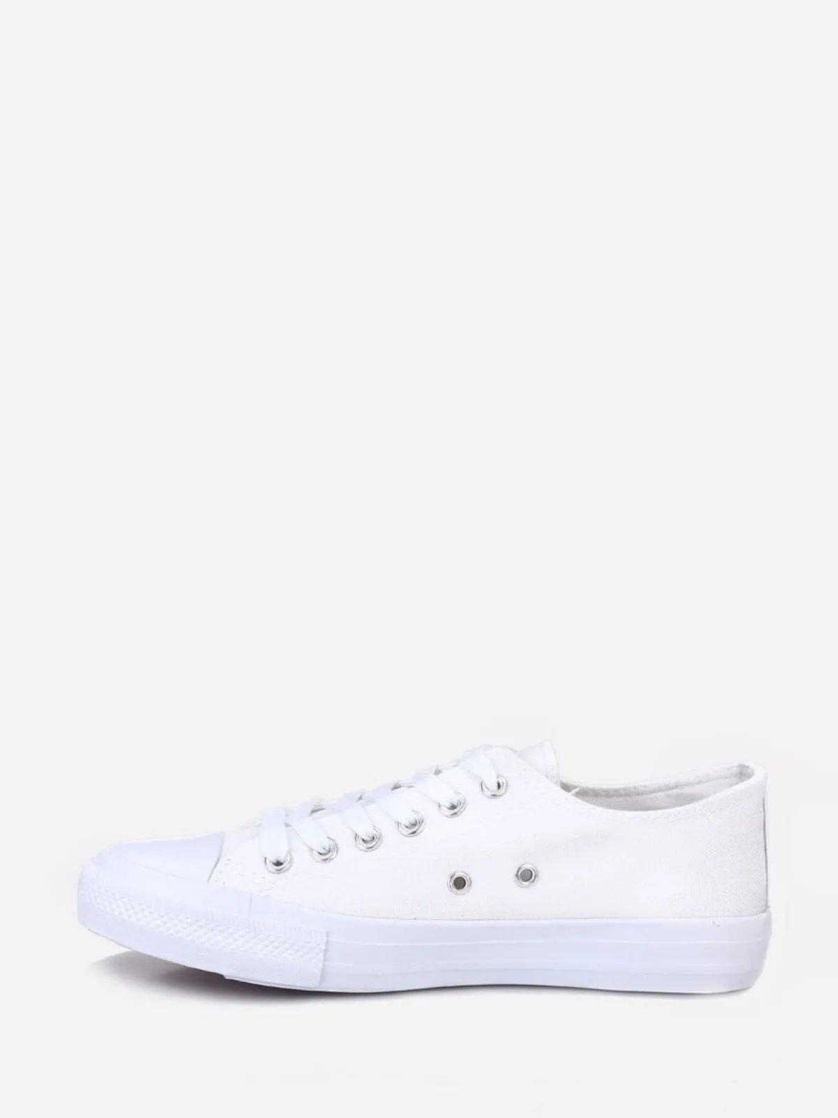 Outlet La Modeuse Tennis basses unies en toile Blanc