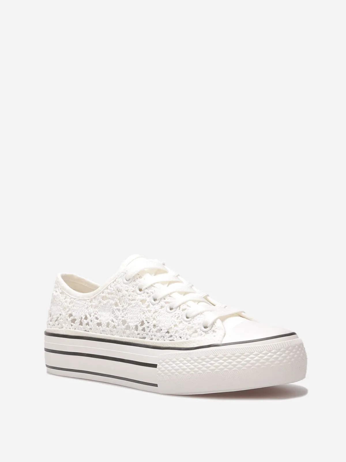 Sale La Modeuse Tennis en crochet à plateforme Blanc
