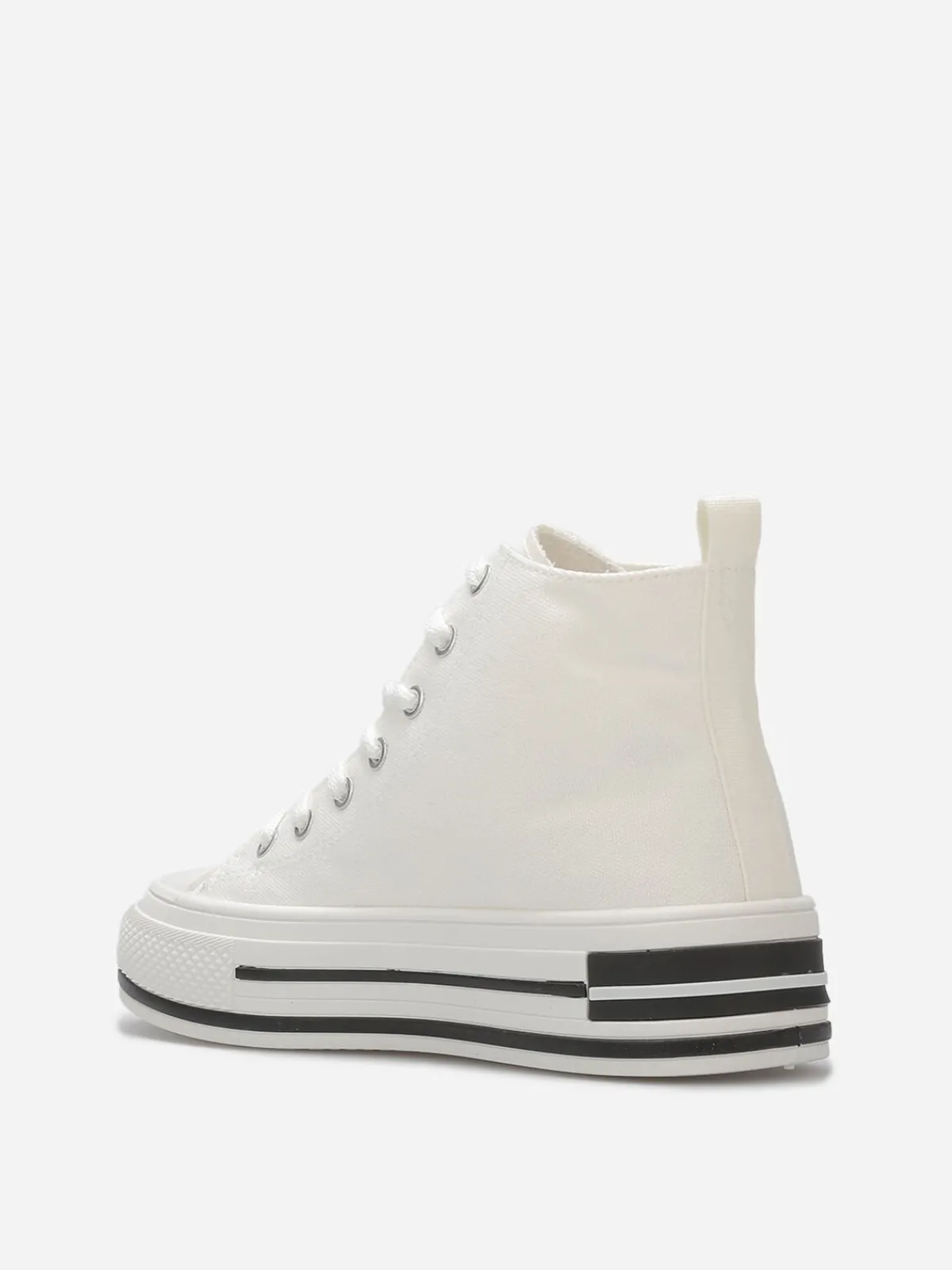 Outlet La Modeuse Tennis "Love" en toile avec plateforme Blanc