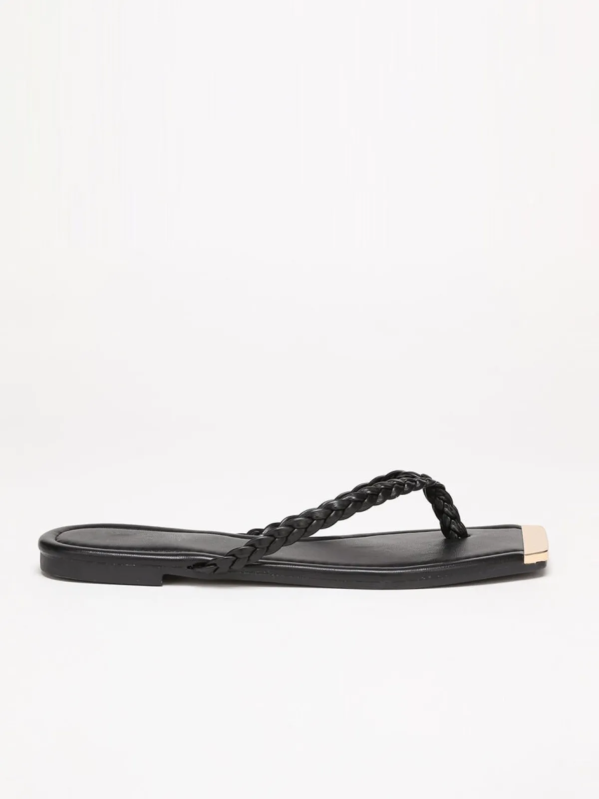 New La Modeuse Tongs à bout carré avec détail Noir